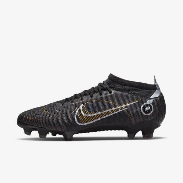 Nike Mercurial Vapor 14 Pro FG Firm-Ground Voetbalschoenen Heren Zwart Metal Zilver Grijs Metal Goud | NK537VRN