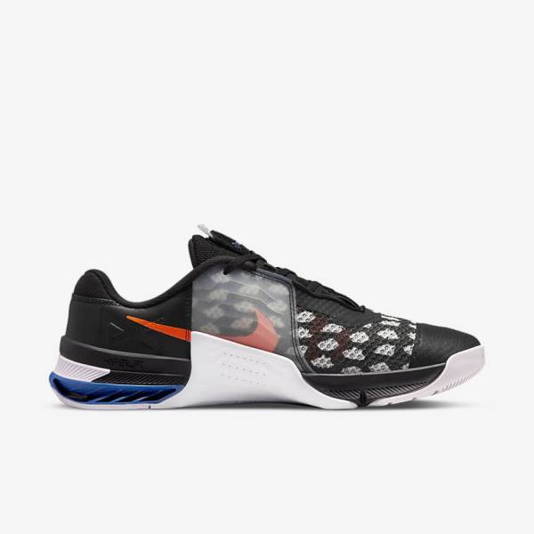 Nike Metcon 7 Fitness Schoenen Dames Zwart Wit Blauw Geel | NK497YPQ