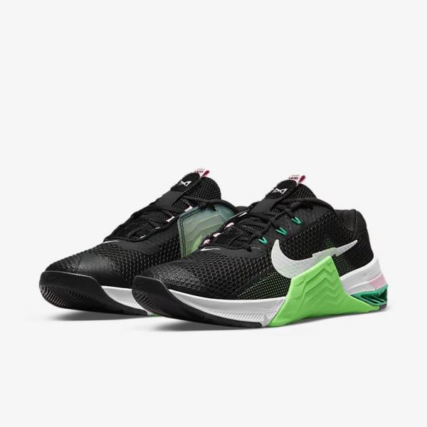 Nike Metcon 7 Fitness Schoenen Dames Zwart Groen Roze Wit | NK947CLZ