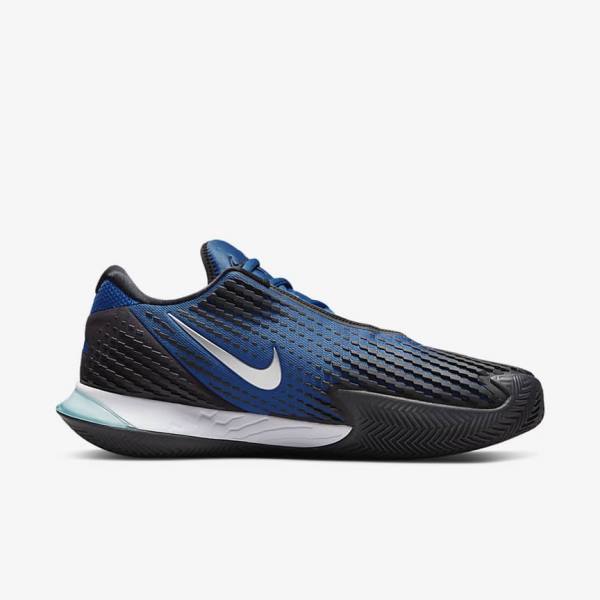 Nike NikeCourt Air Zoom Vapor Cage 4 Rafa Clay Tennisschoenen Heren Blauw Zwart Metal Zilver | NK705GRZ