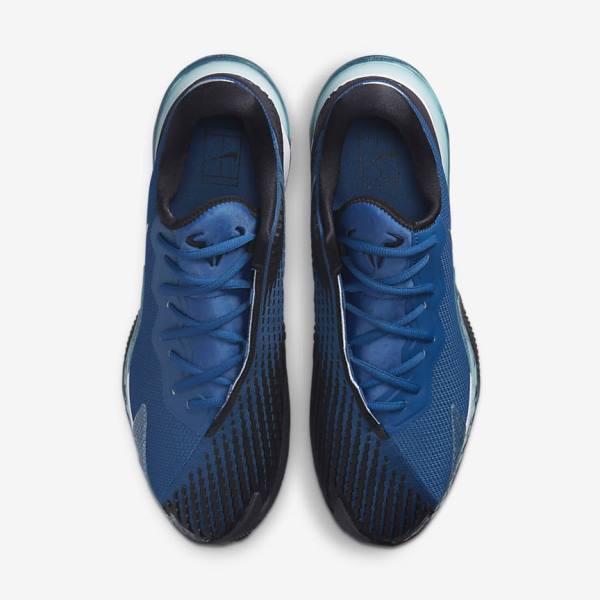 Nike NikeCourt Air Zoom Vapor Cage 4 Rafa Clay Tennisschoenen Heren Blauw Zwart Metal Zilver | NK705GRZ