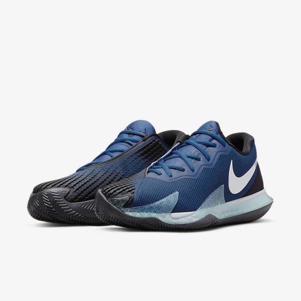 Nike NikeCourt Air Zoom Vapor Cage 4 Rafa Clay Tennisschoenen Heren Blauw Zwart Metal Zilver | NK705GRZ