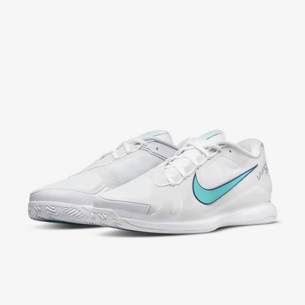 Nike NikeCourt Air Zoom Vapor Pro Clay Court Tennisschoenen Heren Wit Lichtbeige Koningsblauw Blauw Turquoise | NK816WNL