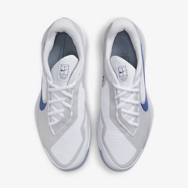 Nike NikeCourt Air Zoom Vapor Pro Hard-Court Tennisschoenen Heren Wit Grijs Donkerblauw | NK312ZQN