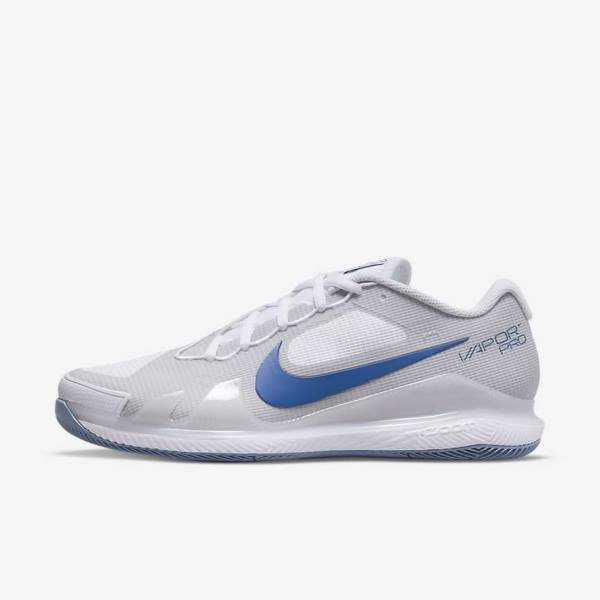 Nike NikeCourt Air Zoom Vapor Pro Hard-Court Tennisschoenen Heren Wit Grijs Donkerblauw | NK312ZQN