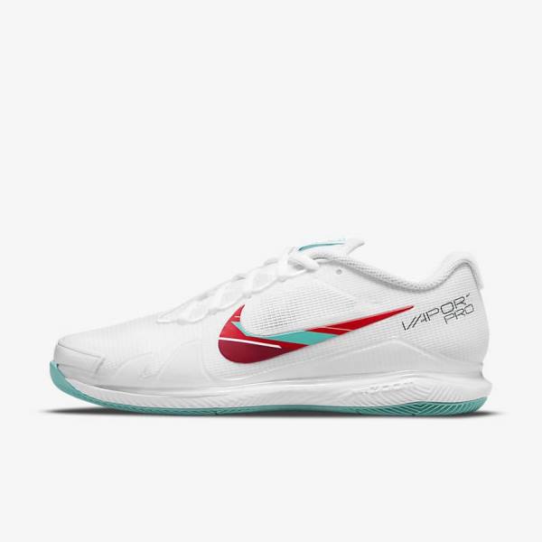 Nike NikeCourt Air Zoom Vapor Pro Hard-Court Tennisschoenen Dames Wit Rood Bordeaux Turquoise | NK510TFA