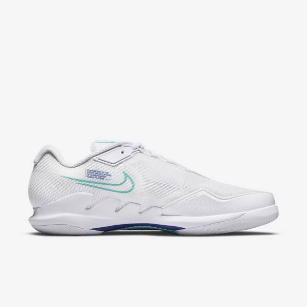 Nike NikeCourt Air Zoom Vapor Pro Hard-Court Tennisschoenen Heren Wit Lichtbeige Koningsblauw Blauw Turquoise | NK546HNA