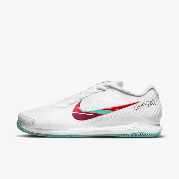 Nike NikeCourt Air Zoom Vapor Pro Hard-Court Tennisschoenen Heren Wit Rood Bordeaux Turquoise | NK721UEN