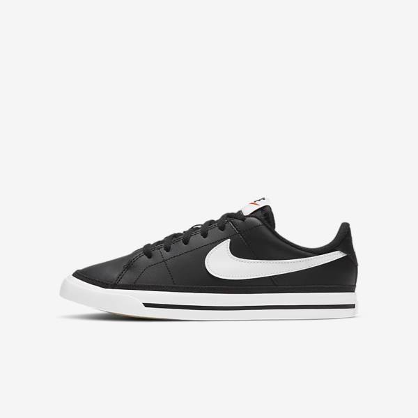 Nike NikeCourt Legacy Older Sneakers Kinderen Zwart Lichtbruin Wit | NK034BJS