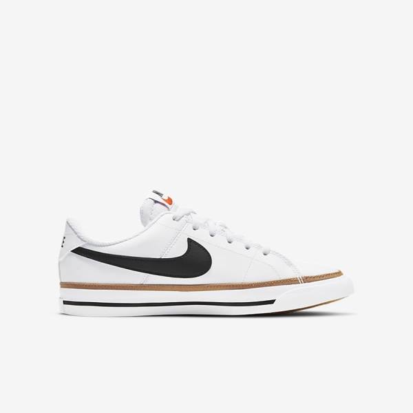 Nike NikeCourt Legacy Older Sneakers Kinderen Wit Lichtbruin Zwart | NK193MYZ