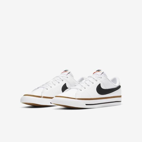 Nike NikeCourt Legacy Older Sneakers Kinderen Wit Lichtbruin Zwart | NK193MYZ