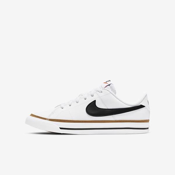 Nike NikeCourt Legacy Older Sneakers Kinderen Wit Lichtbruin Zwart | NK193MYZ