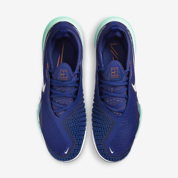 Nike NikeCourt React Vapor NXT Hard-Court Tennisschoenen Heren Koningsblauw Blauw Turquoise Oranje Wit | NK942ZIV