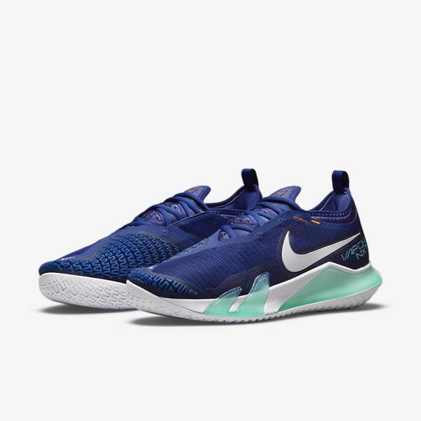 Nike NikeCourt React Vapor NXT Hard-Court Tennisschoenen Heren Koningsblauw Blauw Turquoise Oranje Wit | NK942ZIV