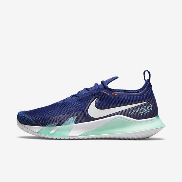 Nike NikeCourt React Vapor NXT Hard-Court Tennisschoenen Heren Koningsblauw Blauw Turquoise Oranje Wit | NK942ZIV