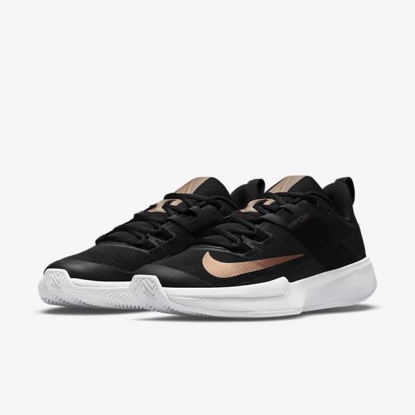 Nike NikeCourt Vapor Lite Clay-Court Tennisschoenen Dames Zwart Wit Metal Rood Bruin | NK142ULF