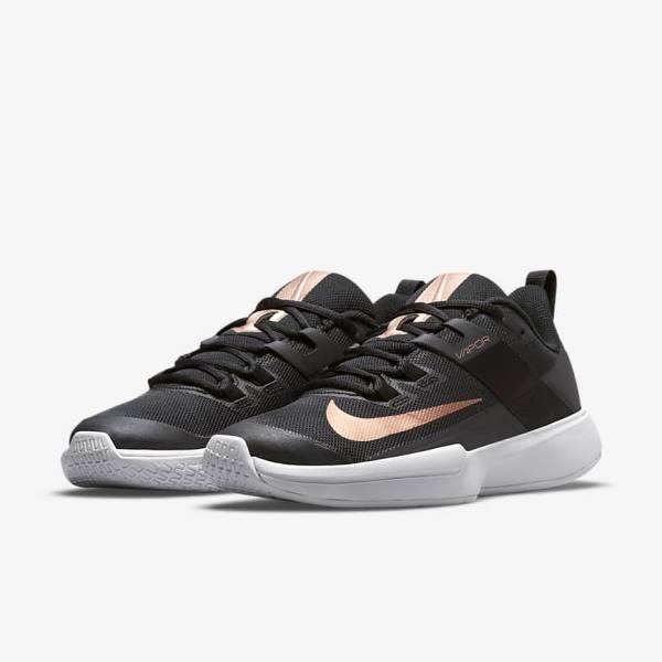 Nike NikeCourt Vapor Lite Hard-Court Tennisschoenen Dames Zwart Wit Metal Rood Bruin | NK395HYW