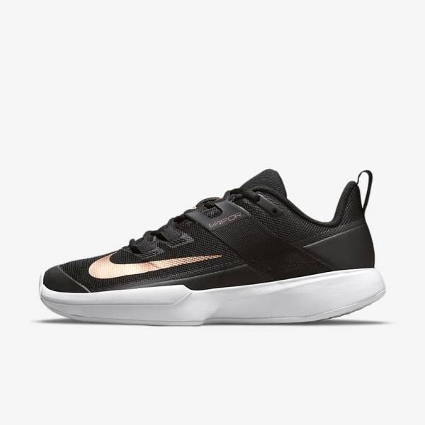 Nike NikeCourt Vapor Lite Hard-Court Tennisschoenen Dames Zwart Wit Metal Rood Bruin | NK395HYW