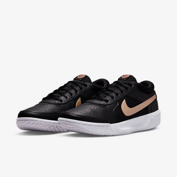 Nike NikeCourt Zoom Lite 3 Tennisschoenen Dames Zwart Wit Metal Rood Bruin | NK485TDL