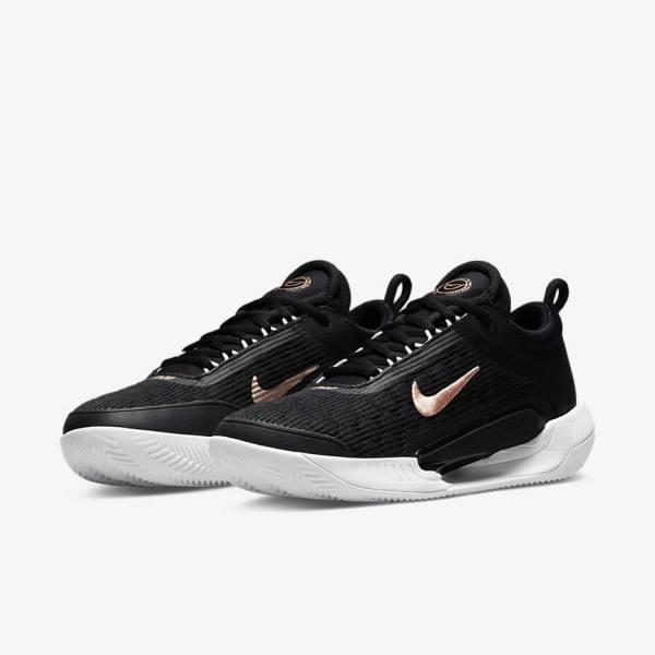 Nike NikeCourt Zoom NXT Clay Court Tennisschoenen Dames Zwart Wit Donkergrijs Metal Rood Bruin | NK634TZW