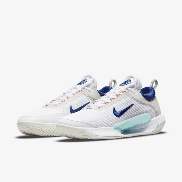 Nike NikeCourt Zoom NXT Clay Court Tennisschoenen Heren Wit Lichtbeige Turquoise Koningsblauw Blauw | NK923KUV