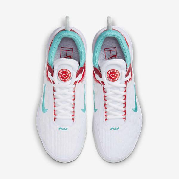 Nike NikeCourt Zoom NXT Hard Court Tennisschoenen Dames Wit Lichtzilver Rood Turquoise | NK391IYN