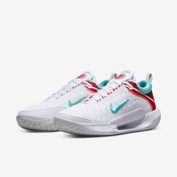 Nike NikeCourt Zoom NXT Hard Court Tennisschoenen Dames Wit Lichtzilver Rood Turquoise | NK391IYN