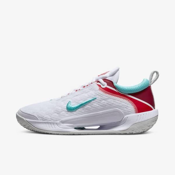 Nike NikeCourt Zoom NXT Hard Court Tennisschoenen Dames Wit Lichtzilver Rood Turquoise | NK391IYN