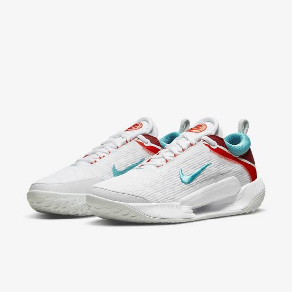 Nike NikeCourt Zoom NXT Hard Court Tennisschoenen Heren Wit Lichtzilver Rood Turquoise | NK683NHK