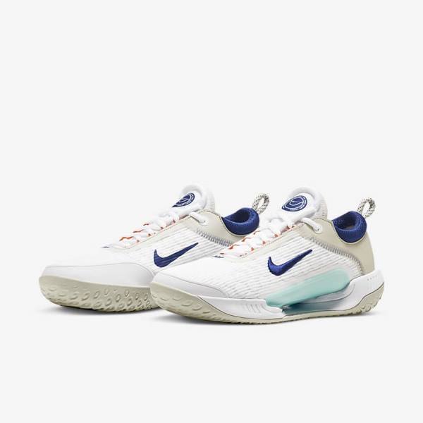 Nike NikeCourt Zoom NXT Hard Court Tennisschoenen Heren Wit Lichtbeige Turquoise Koningsblauw Blauw | NK983HWN