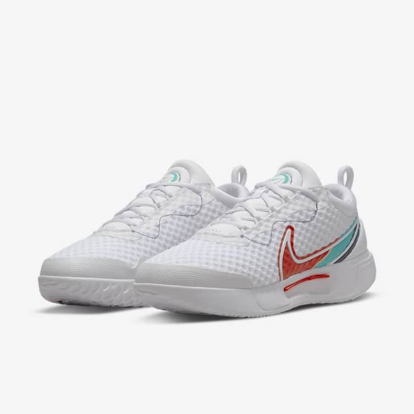 Nike NikeCourt Zoom Pro Hard Court Tennisschoenen Dames Wit Rood Bordeaux Turquoise | NK594NDS