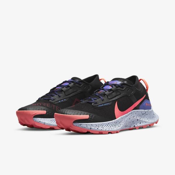 Nike Pegasus Trail 3 GORE-TEX Waterdichte Trail Hardloopschoenen Dames Zwart Lichtmango Rood | NK429RSZ