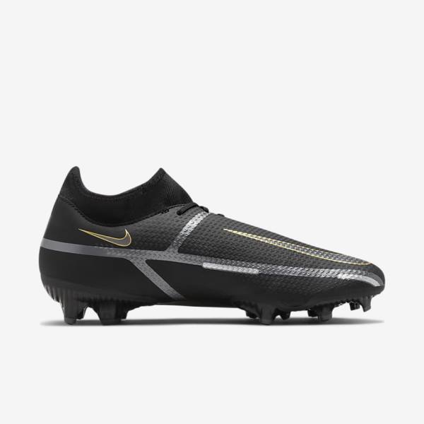 Nike Phantom GT2 Academy Dynamic Fit MG Multi-Ground Voetbalschoenen Dames Zwart Metal Goud Donkergrijs Metal Donkergrijs | NK149OJX