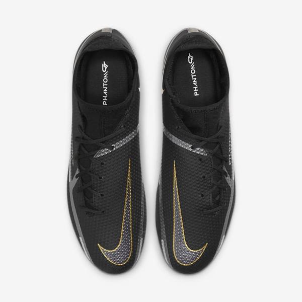 Nike Phantom GT2 Academy Dynamic Fit MG Multi-Ground Voetbalschoenen Dames Zwart Metal Goud Donkergrijs Metal Donkergrijs | NK149OJX