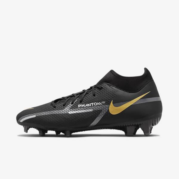 Nike Phantom GT2 Academy Dynamic Fit MG Multi-Ground Voetbalschoenen Dames Zwart Metal Goud Donkergrijs Metal Donkergrijs | NK149OJX