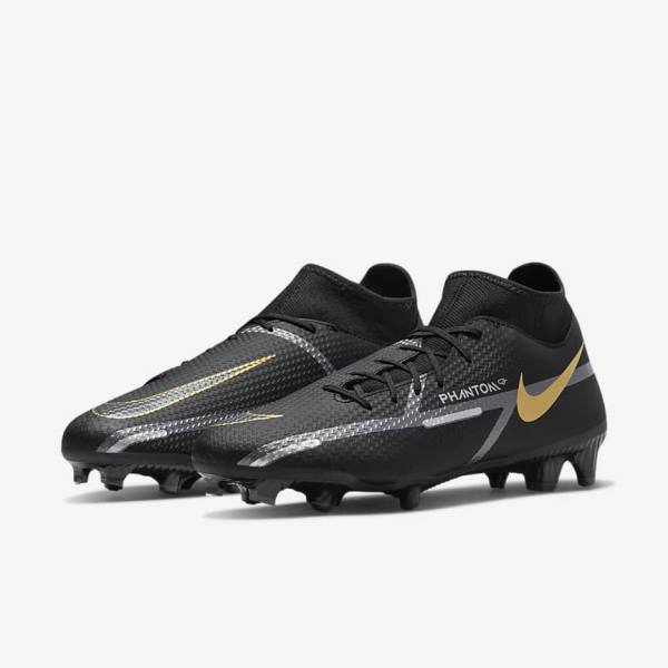 Nike Phantom GT2 Academy Dynamic Fit MG Multi-Ground Voetbalschoenen Heren Zwart Metal Goud Donkergrijs Metal Donkergrijs | NK976UIW