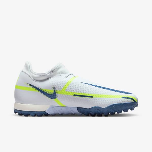 Nike Phantom GT2 Academy Dynamic Fit TF Turf Voetbalschoenen Dames Grijs Lichtblauw Donkerblauw | NK845DKV