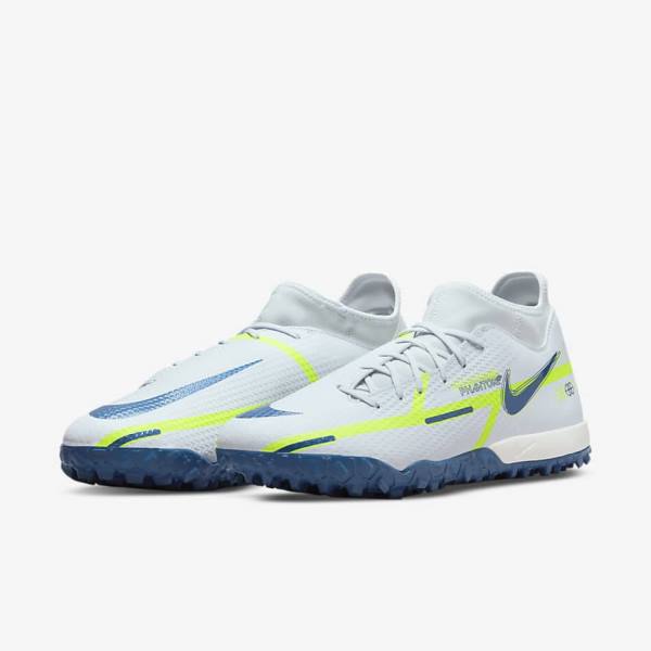 Nike Phantom GT2 Academy Dynamic Fit TF Turf Voetbalschoenen Dames Grijs Lichtblauw Donkerblauw | NK845DKV