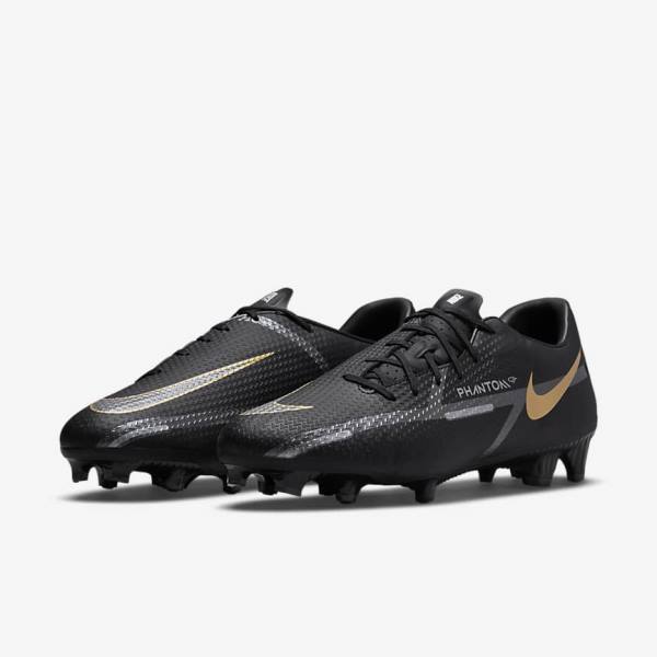 Nike Phantom GT2 Academy MG Multi-Ground Voetbalschoenen Heren Zwart Metal Goud Donkergrijs Metal Donkergrijs | NK412CEB