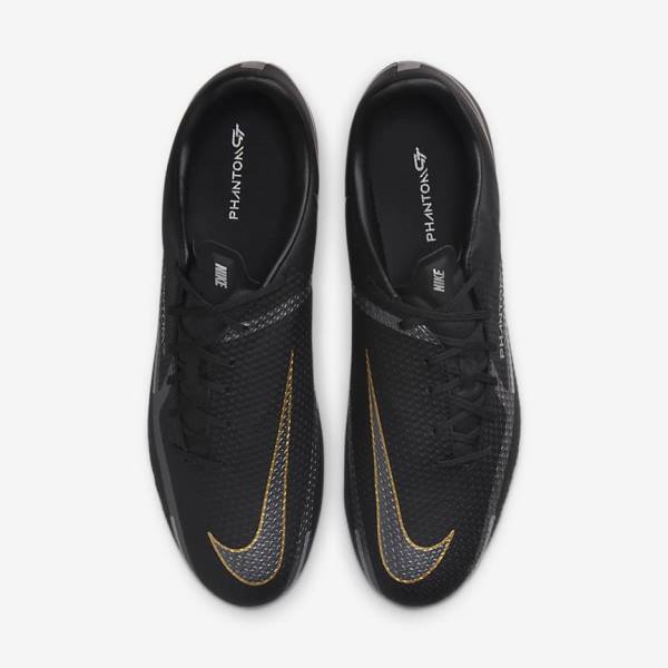 Nike Phantom GT2 Academy MG Multi-Ground Voetbalschoenen Dames Zwart Metal Goud Donkergrijs Metal Donkergrijs | NK851WFL