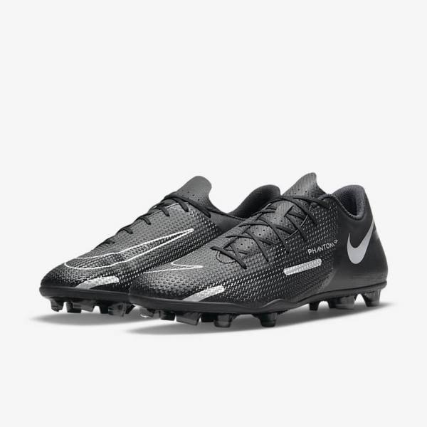 Nike Phantom GT2 Club MG Multi-Ground Voetbalschoenen Heren Zwart Donkergrijs Metal Zilver | NK083JOC