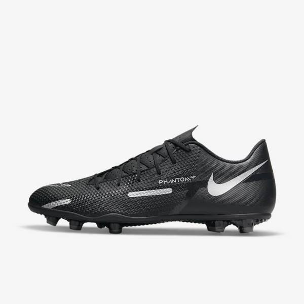 Nike Phantom GT2 Club MG Multi-Ground Voetbalschoenen Heren Zwart Donkergrijs Metal Zilver | NK083JOC