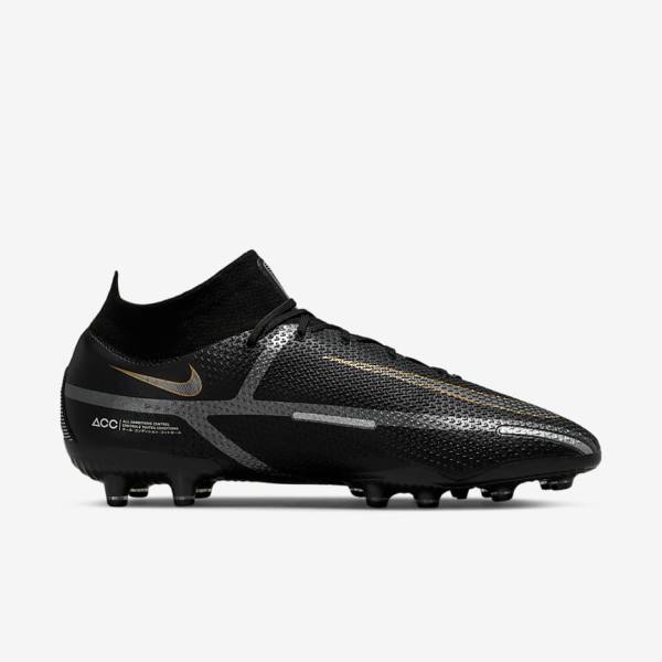 Nike Phantom GT2 Dynamic Fit Elite AG-Pro Artificial-Grass Voetbalschoenen Dames Zwart Metal Goud Metal Zilver Metal Donkergrijs | NK078TYF