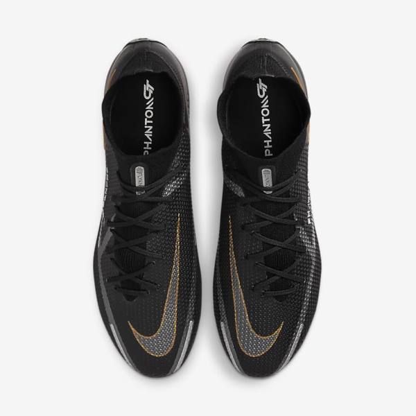 Nike Phantom GT2 Dynamic Fit Elite AG-Pro Artificial-Grass Voetbalschoenen Dames Zwart Metal Goud Metal Zilver Metal Donkergrijs | NK078TYF