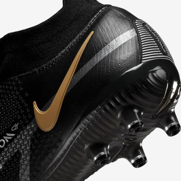 Nike Phantom GT2 Dynamic Fit Elite AG-Pro Artificial-Grass Voetbalschoenen Dames Zwart Metal Goud Metal Zilver Metal Donkergrijs | NK078TYF