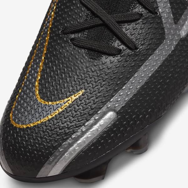 Nike Phantom GT2 Dynamic Fit Elite FG Firm-Ground Voetbalschoenen Dames Zwart Metal Goud Metal Zilver Metal Donkergrijs | NK078PVU