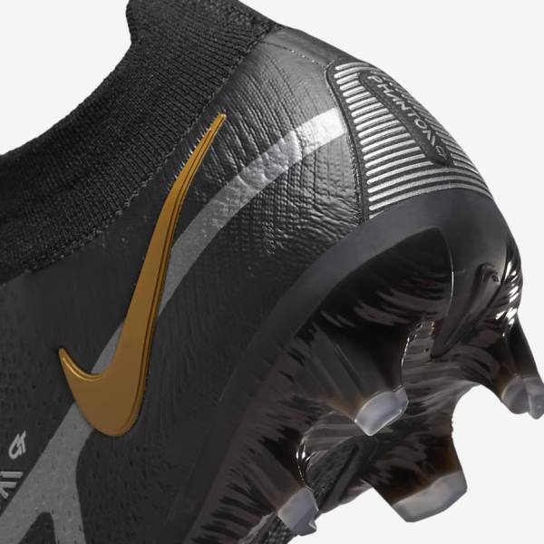 Nike Phantom GT2 Dynamic Fit Elite FG Firm-Ground Voetbalschoenen Dames Zwart Metal Goud Metal Zilver Metal Donkergrijs | NK078PVU