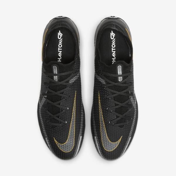 Nike Phantom GT2 Elite SG-Pro AC Soft-Ground Voetbalschoenen Dames Zwart Metal Goud Metal Zilver Metal Donkergrijs | NK470IKQ