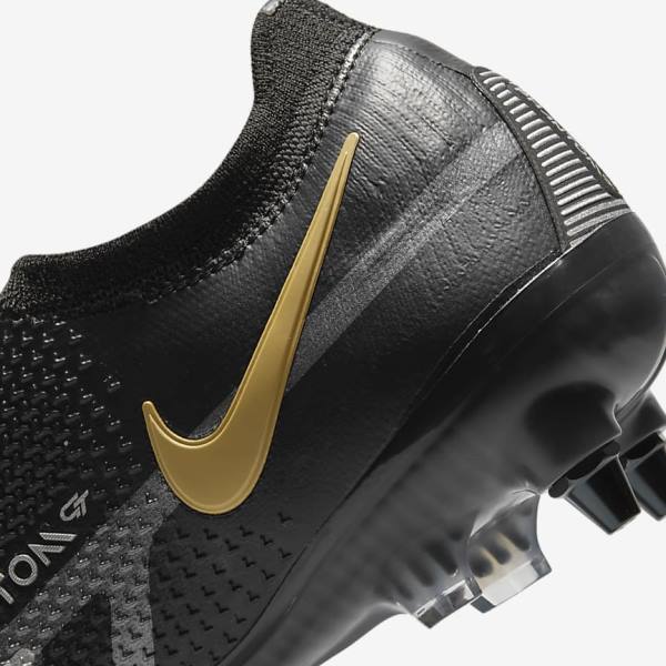 Nike Phantom GT2 Elite SG-Pro AC Soft-Ground Voetbalschoenen Heren Zwart Metal Goud Metal Zilver Metal Donkergrijs | NK823BWY