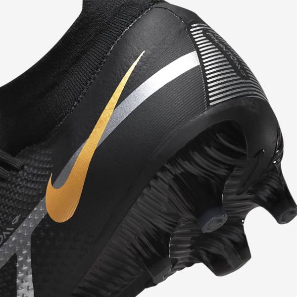 Nike Phantom GT2 Pro Dynamic Fit FG Firm-Ground Voetbalschoenen Dames Zwart Metal Goud Metal Zilver Metal Donkergrijs | NK031VOS